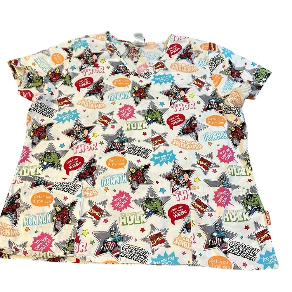 Marvel scrub top short sleeve great shirt to bring smiles‎ size xl